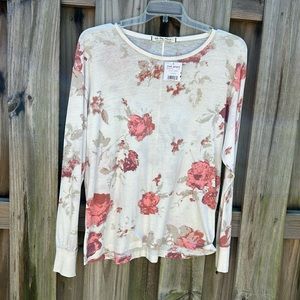 We The Free Women's Ivory Combo Arielle Floral Print Long Sleeve Top Size M